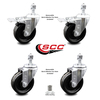 Service Caster 4 Inch Phenolic Wheel Swivel ½ Inch Threaded Stem Caster Total Lock Brake, 2PK SCC-TSTTL20S414-PHR-121315-2-S-2